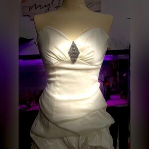 Jessica McClintock Gunne Sax Strapless White Mini Formal Dress Size 5